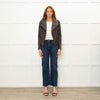 Trilogy Khaki Leather Zip Up Jacket