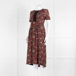 Burberry Brit Brown Rust Floral Short Sleeve Midi Dress