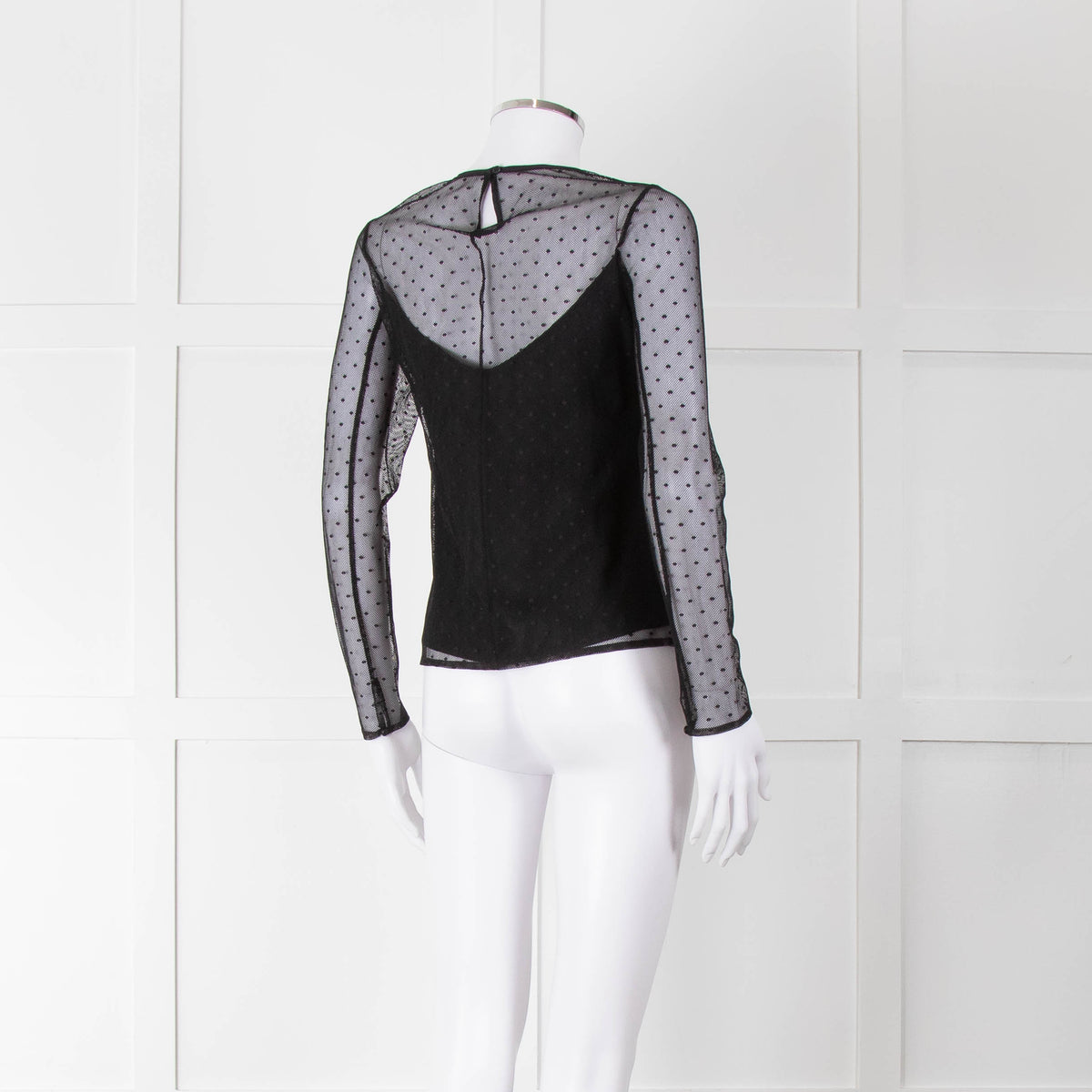 Rag & Bone Black Dot Net Sheer Top With Slip