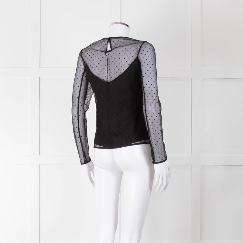 Rag & Bone Black Dot Net Sheer Top With Slip