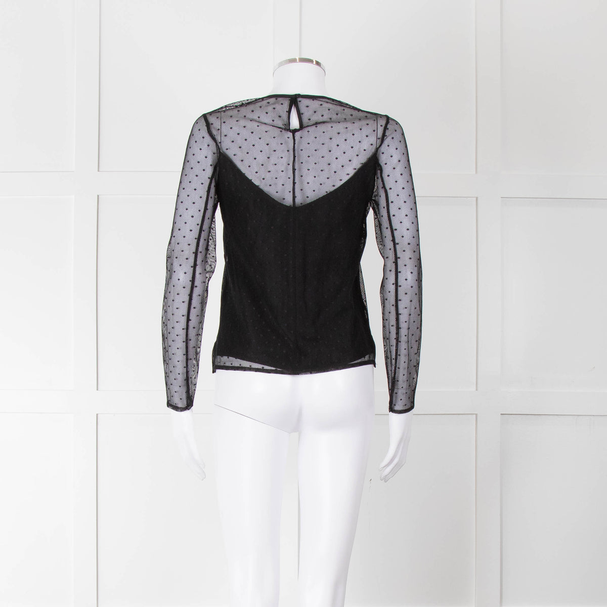 Rag & Bone Black Dot Net Sheer Top With Slip