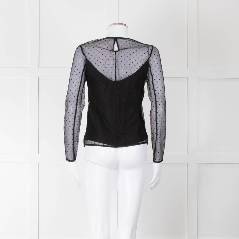 Rag & Bone Black Dot Net Sheer Top With Slip