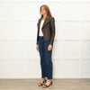 Trilogy Khaki Leather Zip Up Jacket