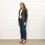 Trilogy Khaki Leather Zip Up Jacket