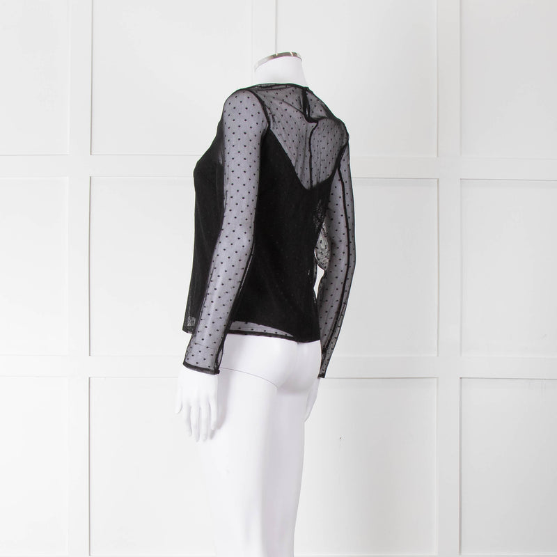 Rag & Bone Black Dot Net Sheer Top With Slip