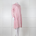 Thierry Colson White Purple Floral Cotton Kaftan Dress