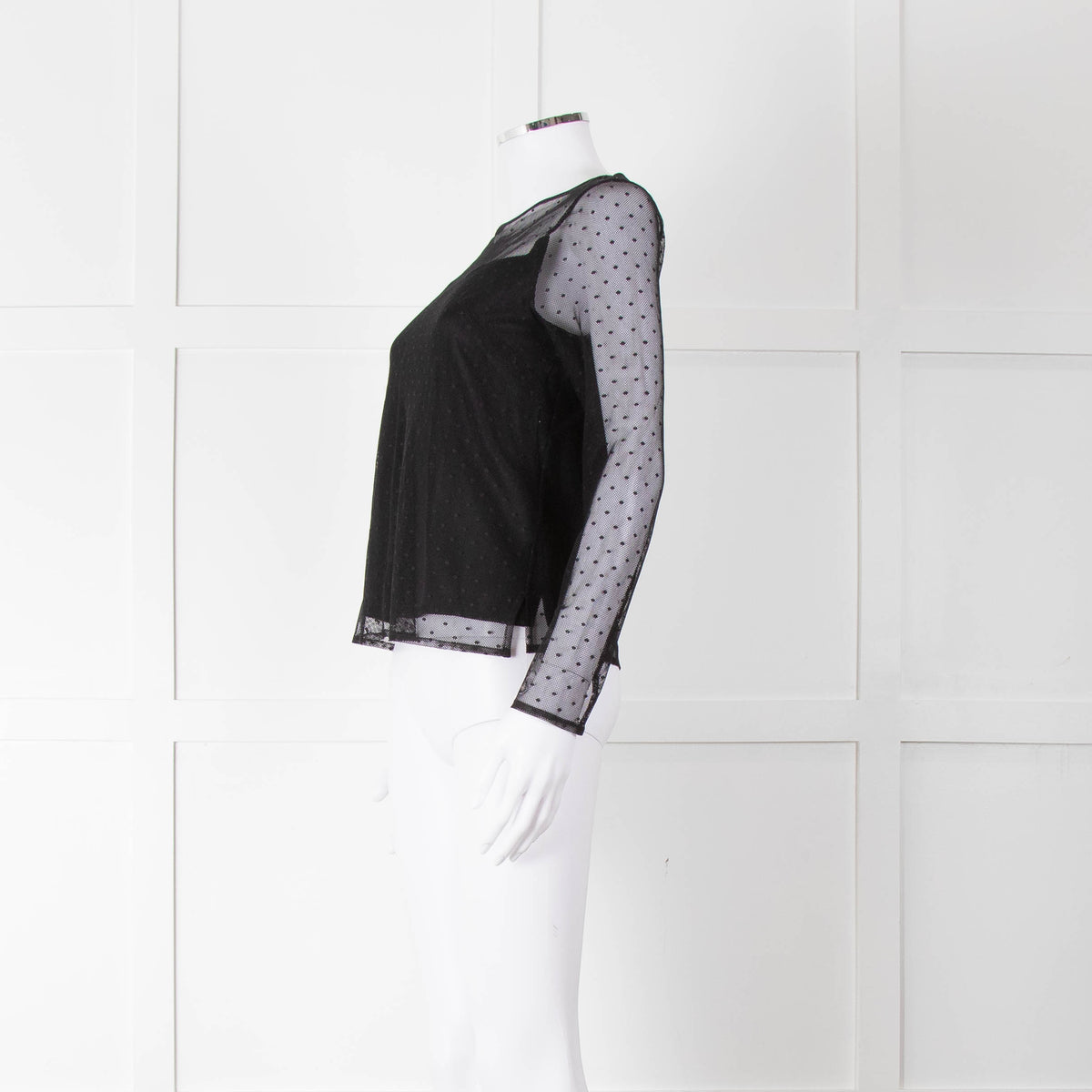Rag & Bone Black Dot Net Sheer Top With Slip