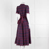 Edit-One Navy Red Embroidered Belted Tiered Maxi Dress