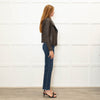 Trilogy Khaki Leather Zip Up Jacket