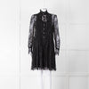 Philosophy Black Lace Pearl Button Long Sleeve Dress With Slip