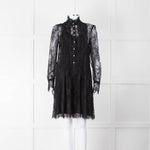 Philosophy Black Lace Pearl Button Long Sleeve Dress With Slip