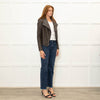 Trilogy Khaki Leather Zip Up Jacket
