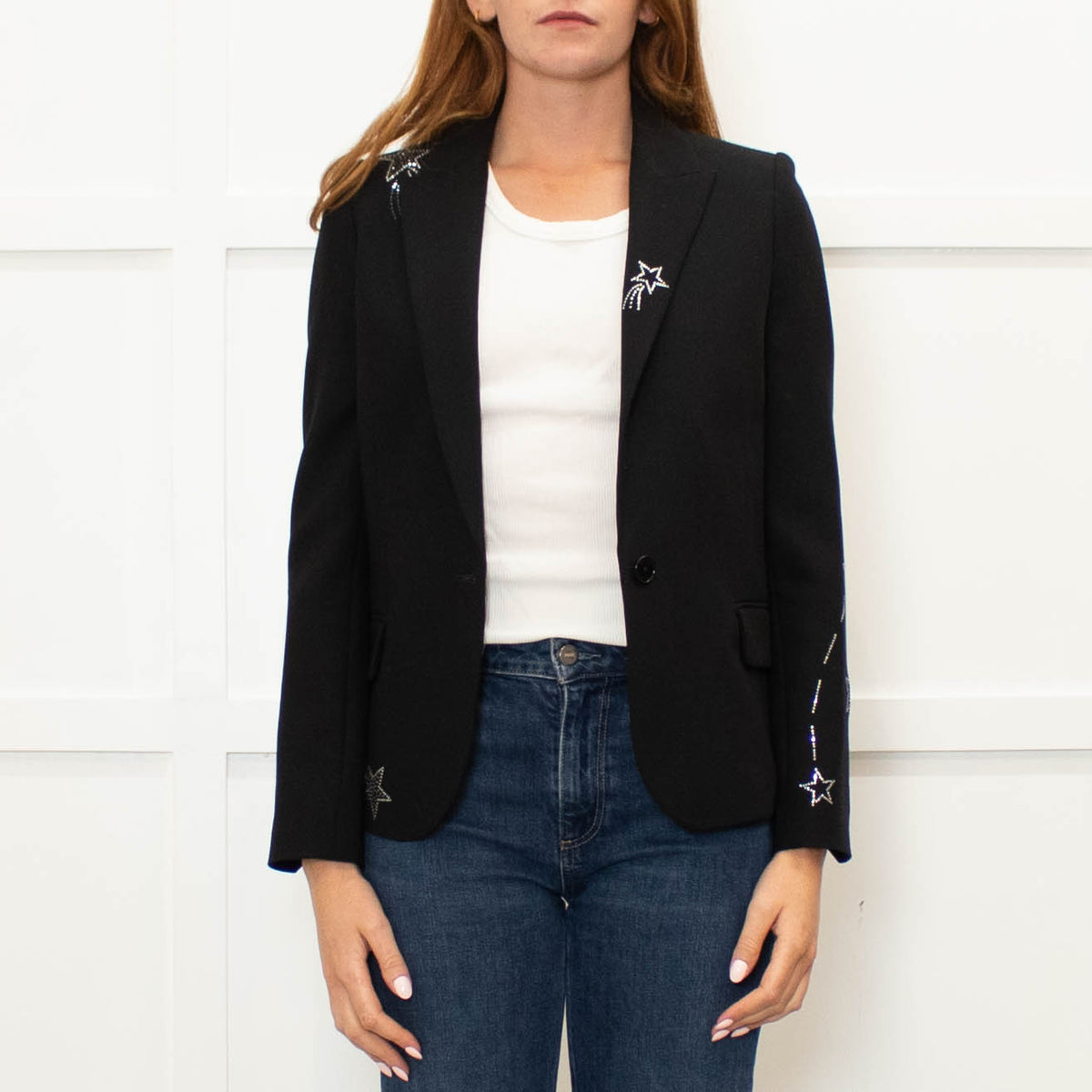 Zadig & Voltaire Preloved Black Diamanté Shooting Stars Blazer