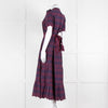 Edit-One Navy Red Embroidered Belted Tiered Maxi Dress