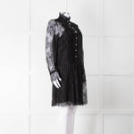 Philosophy Black Lace Pearl Button Long Sleeve Dress With Slip