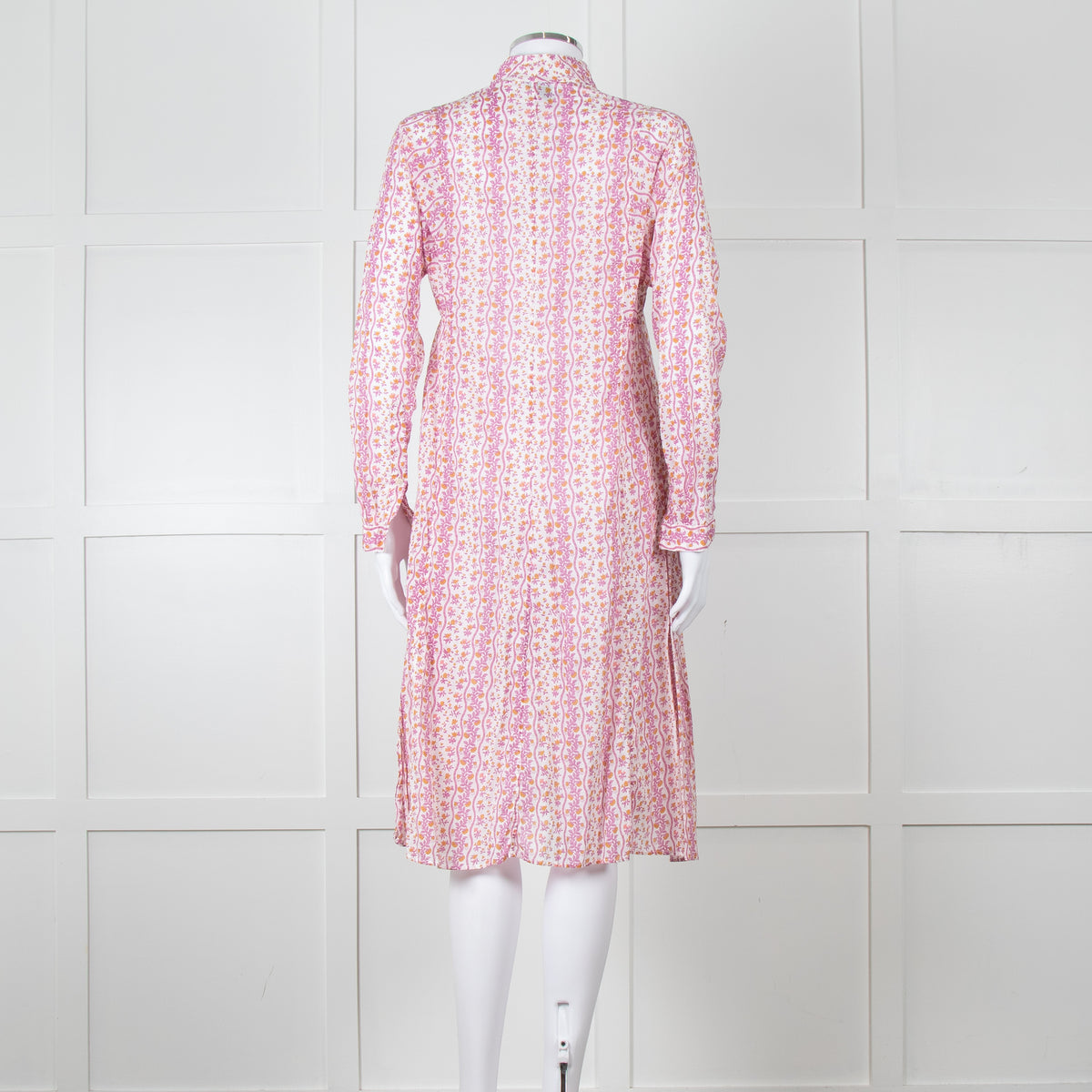 Thierry Colson White Purple Floral Cotton Kaftan Dress