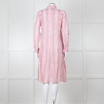 Thierry Colson White Purple Floral Cotton Kaftan Dress