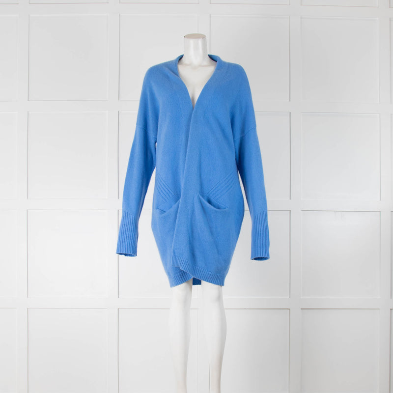 Van Kukil Cornflower Blue Cashmere Buttonless Cardigan