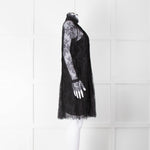 Philosophy Black Lace Pearl Button Long Sleeve Dress With Slip