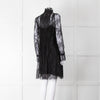 Philosophy Black Lace Pearl Button Long Sleeve Dress With Slip