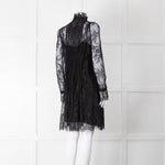 Philosophy Black Lace Pearl Button Long Sleeve Dress With Slip