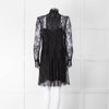 Philosophy Black Lace Pearl Button Long Sleeve Dress With Slip