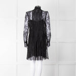 Philosophy Black Lace Pearl Button Long Sleeve Dress With Slip