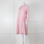 Thierry Colson White Purple Floral Cotton Kaftan Dress