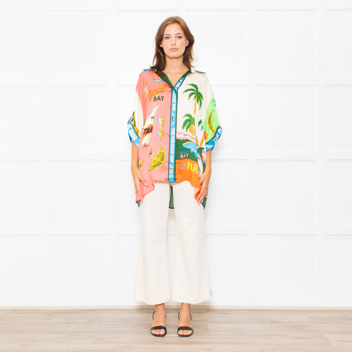 Alemais Multi Paradise Inn Print Silk Shirt