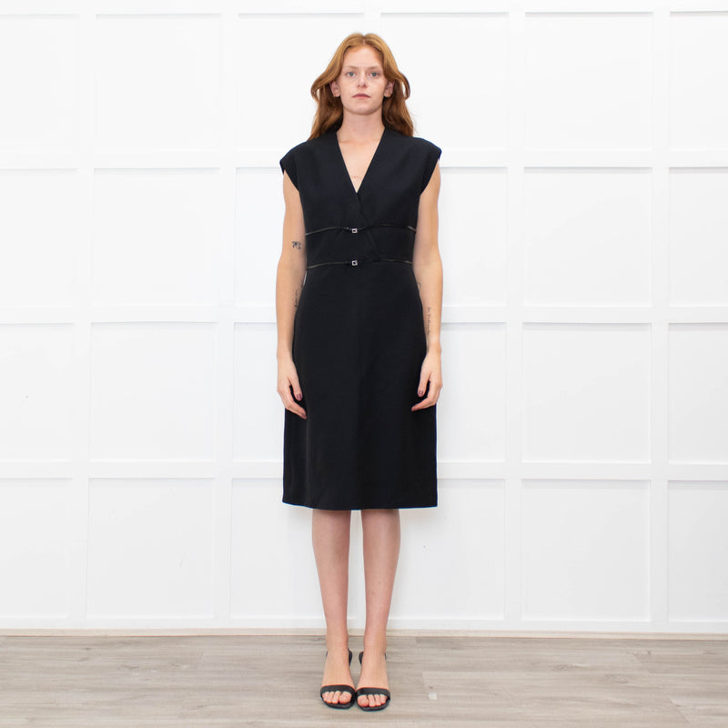 Gucci Black Sleeveless Patent Leather G Trim Dress