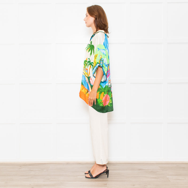 Alemais Multi Paradise Inn Print Silk Shirt