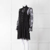 Philosophy Black Lace Pearl Button Long Sleeve Dress With Slip