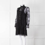 Philosophy Black Lace Pearl Button Long Sleeve Dress With Slip