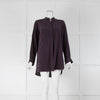 Joseph Aubergine Silk Collarless Shirt