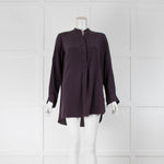 Joseph Aubergine Silk Collarless Shirt