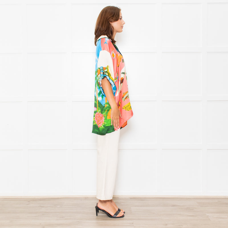 Alemais Multi Paradise Inn Print Silk Shirt