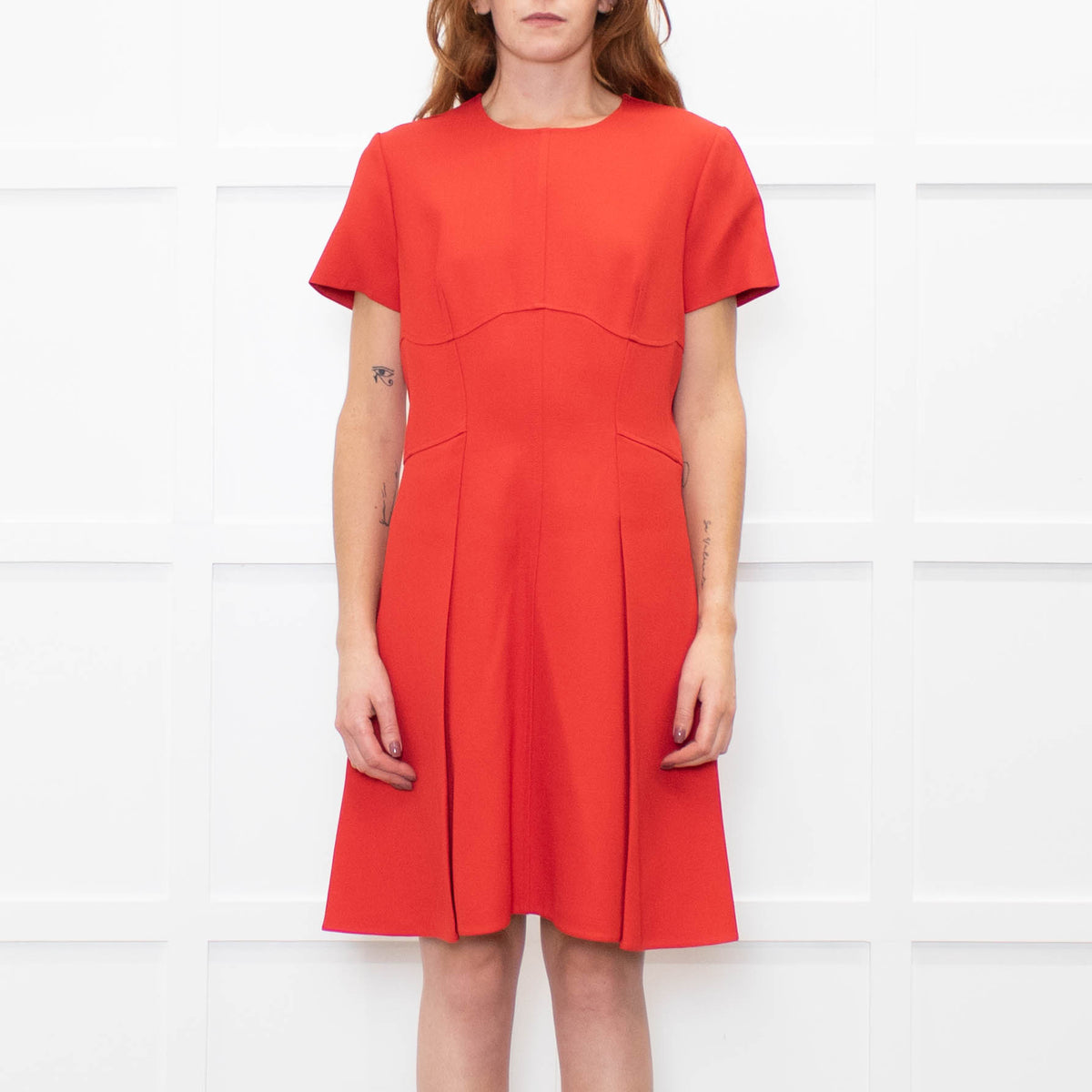 Christian Dior Red Short Sleeve Tailored Dress