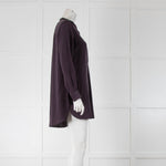 Joseph Aubergine Silk Collarless Shirt