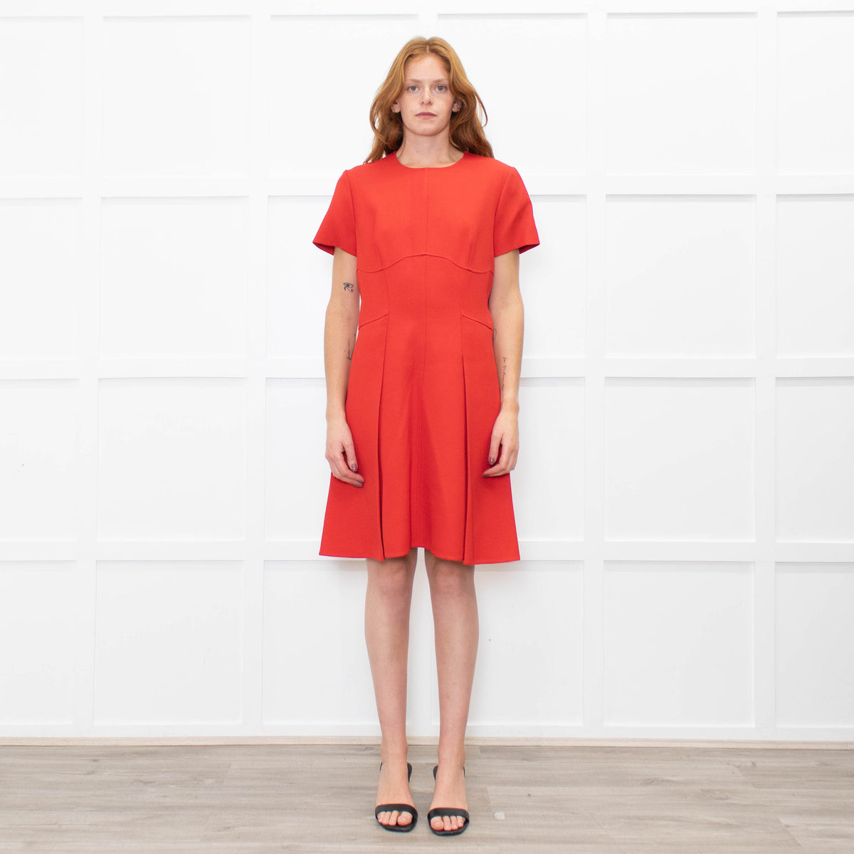 Christian Dior Red Short Sleeve Tailored Dress