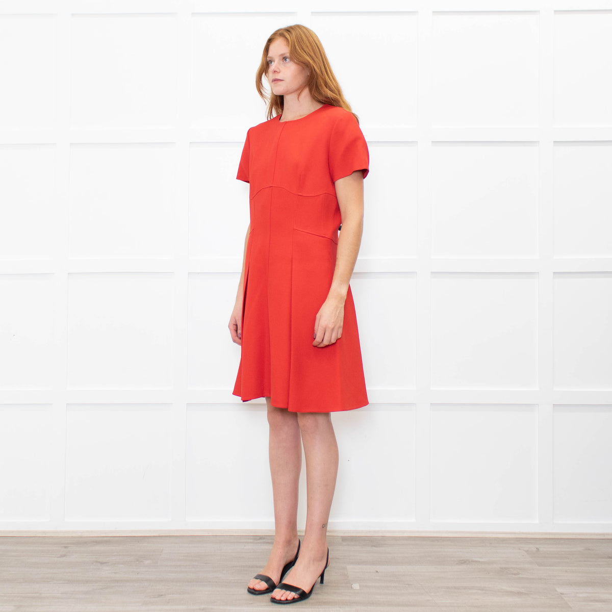 Christian Dior Red Short Sleeve Tailored Dress