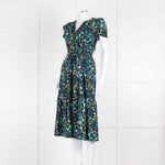 Cefinn Black Multi Colour Floral Cotton Belted Dress