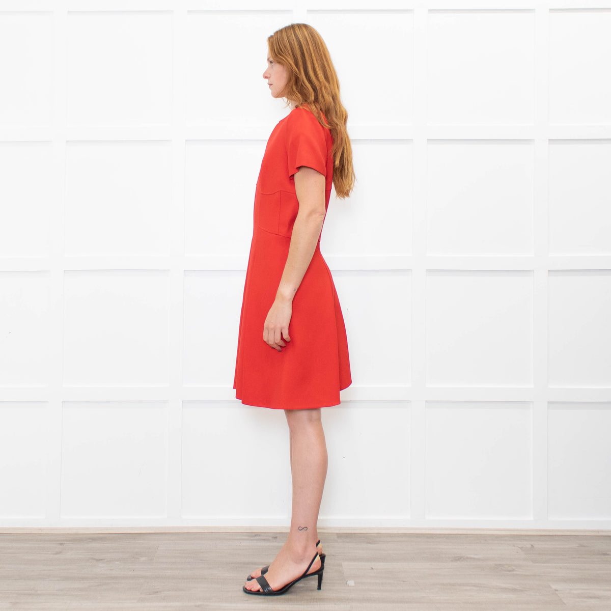 Christian Dior Red Short Sleeve Tailored Dress