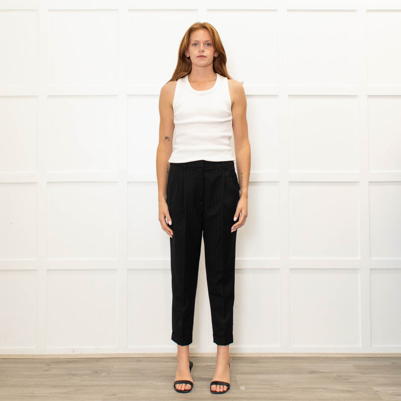 Nili Lotan Black White Striped Cigarette Pant
