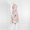 Oscar De La Renta Cream Black Polka Dot Floral Sleeveless Dress