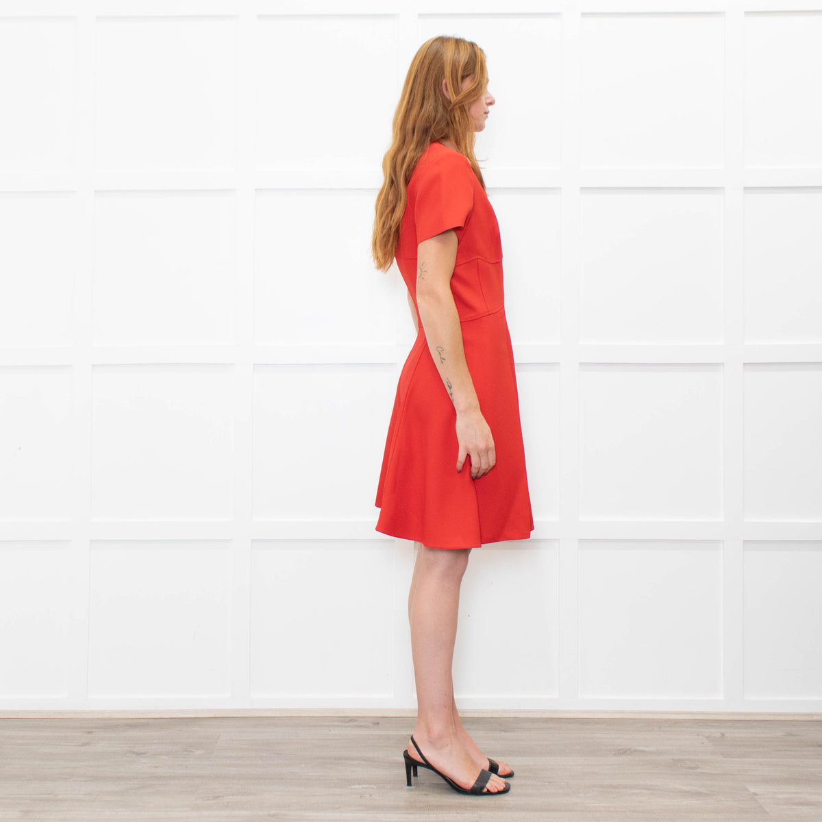 Christian Dior Red Short Sleeve Tailored Dress