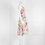 Oscar De La Renta Cream Black Polka Dot Floral Sleeveless Dress