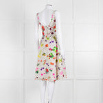 Oscar De La Renta Cream Black Polka Dot Floral Sleeveless Dress