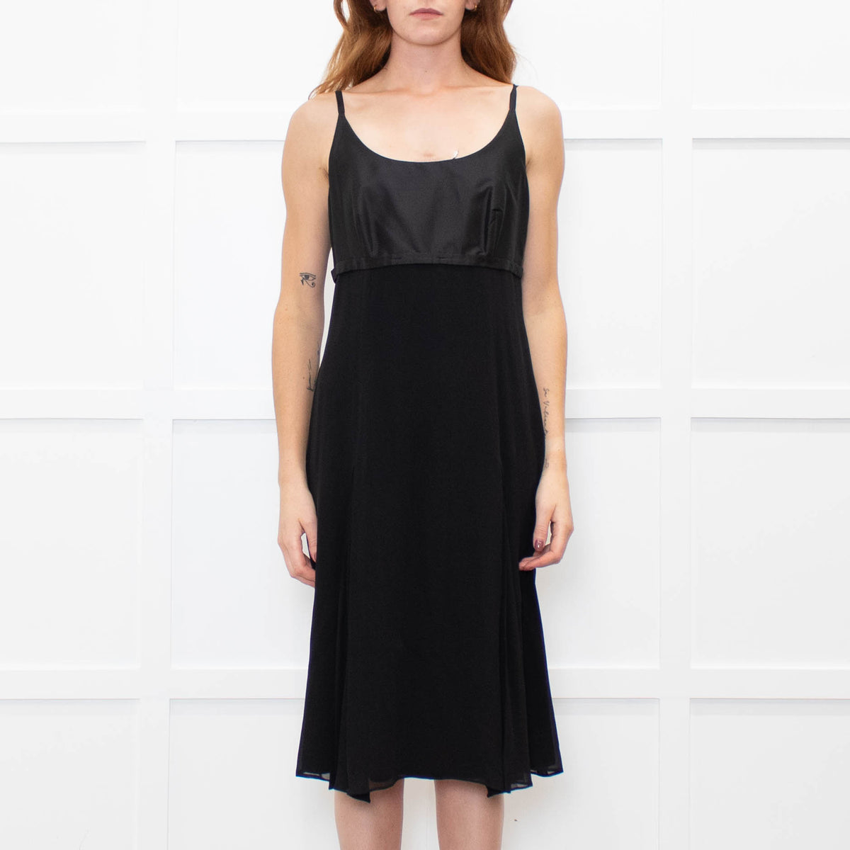 Max Mara Black Sleeveless Diamante Buckle Dress