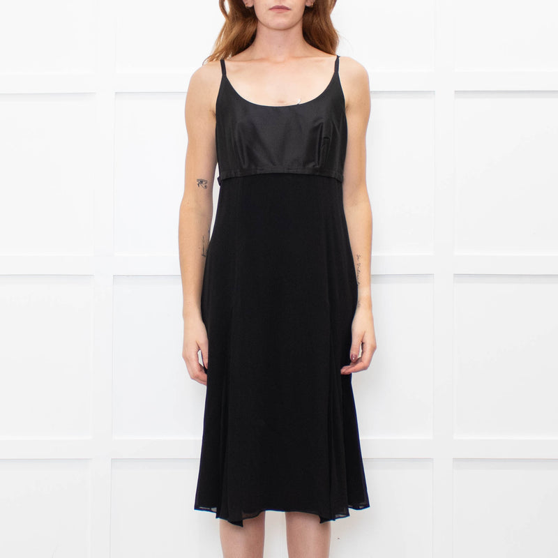 Max Mara Black Sleeveless Diamante Buckle Dress