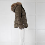 Bogner Khaki Padded Coat with Fur Hood